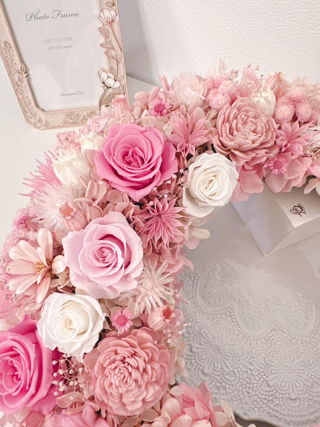 【人気 三日月リース】ロゼブロッサム クレセント 〜桃色の季節〜 結婚祝い ピンク 桜色 春限定2026 新作 ギフト | 7枚目